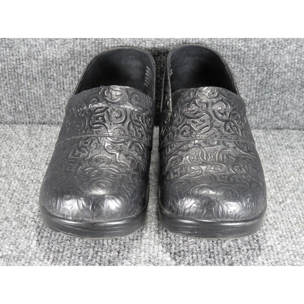 Abeo Flora Clog Black Leather Slip On Women's 8.5N Comfort Professional Textured - Picture 4 of 16
